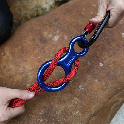 Aluminum 8 Shape Carabiner - Rock Climbing Rigging Descender, Belay Device, Abseiling 35kN Eight Ring Xinda Downhill Equipment