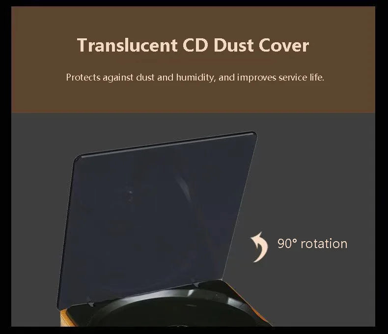 Wooden HIFI CD Player – Bluetooth 5.1, Digital Optical Output, USB Lossless Playback, Infrared Remote Control