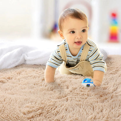 Soft Shaggy Plush Area Rug – Large Fluffy Beige Carpet for Living Room, Bedroom, Kids Room & Nursery Decor