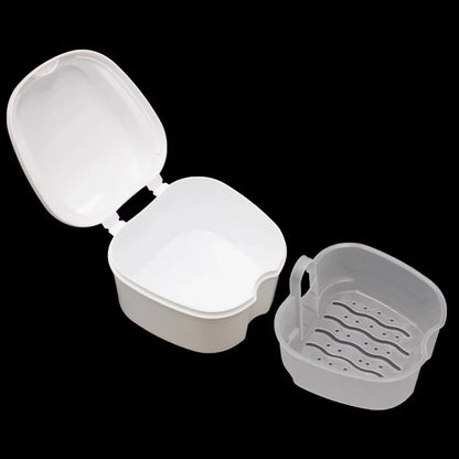 Dental Retainer Storage Case - 2-Piece Orthodontic Mouth Guard and Denture Organizer Box for Oral Care Accessories