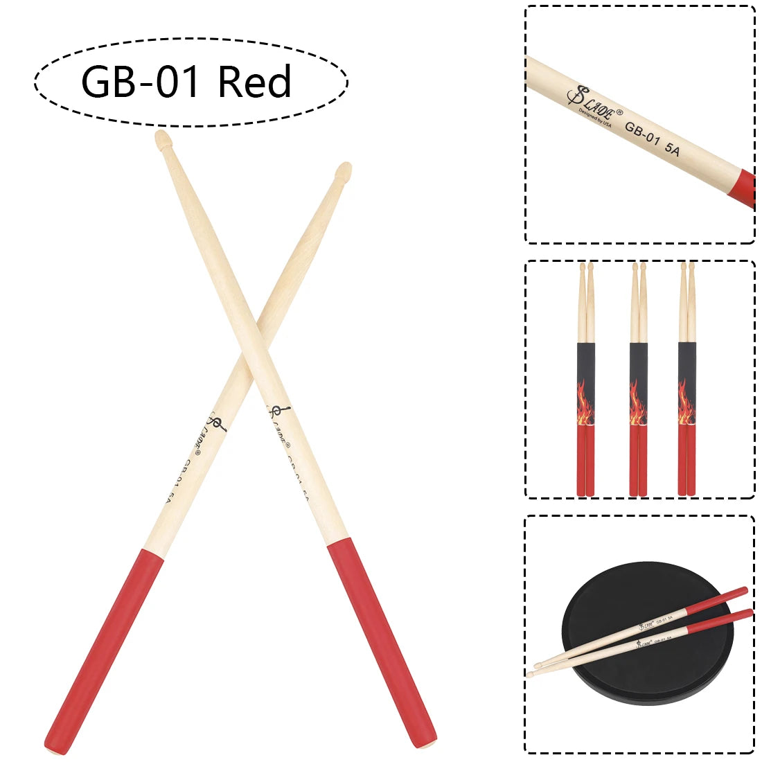 5A Maple Drumsticks – DS-09 Multicolor Drum Mallets, Professional Percussion Musical Instrument Accessories