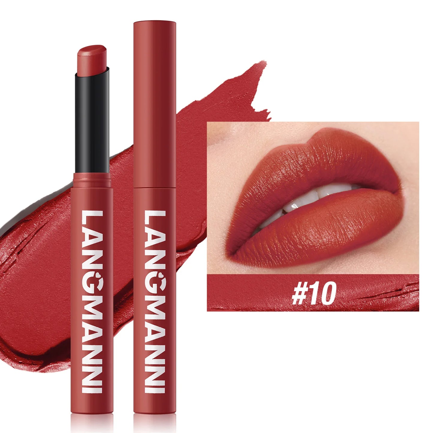 12-Color Matte Lipstick Pencil – Waterproof, Long-Lasting Non-Stick Lip Stain Tint Nude Makeup Pen