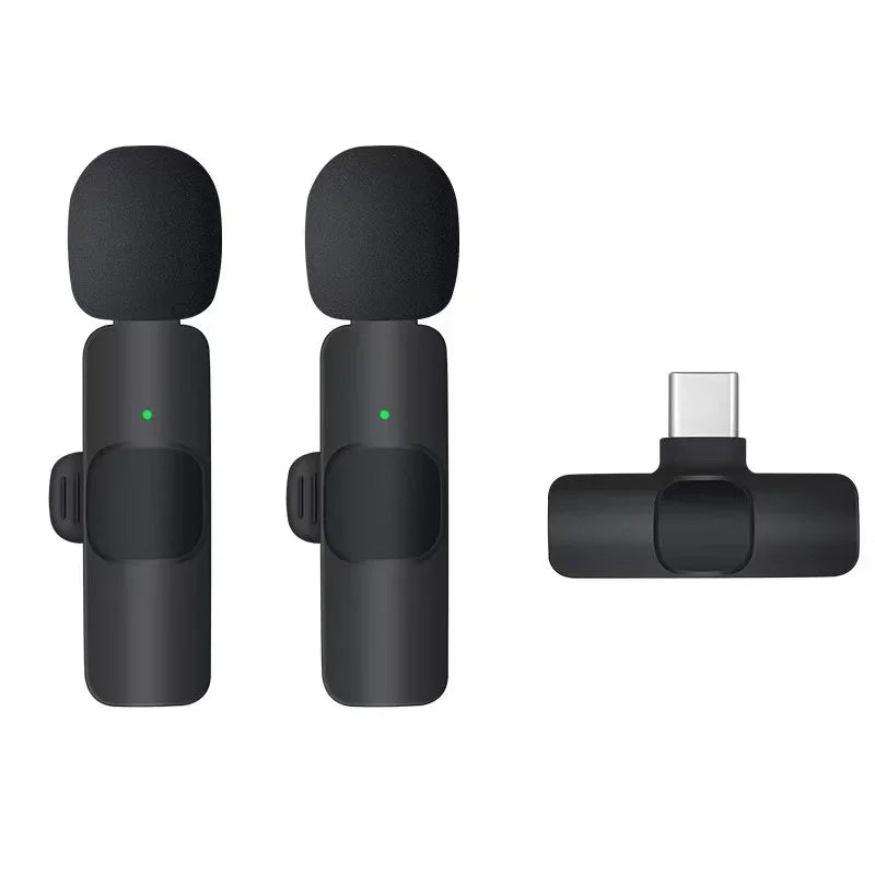Basix Mini Wireless Lavalier Microphone - Noise Cancelling Portable Mic for iPhone Android Camera Live Interviews