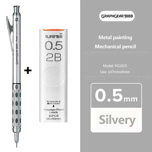 Pentel Graphgear 1000 Mechanical Pencil PG1000 – Low Center of Gravity Precision Drafting Pencil 0.3/0.5/0.7/0.9mm Art & Drawing Tool