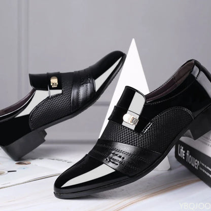 Men’s Pointed Toe Formal Shoes - Comfortable Low-Cut Office Wedding and Daily Dress Shoes