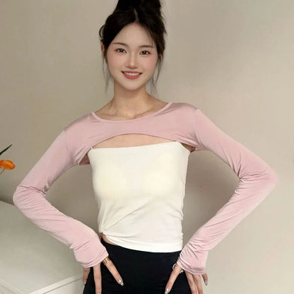 Women’s Summer Ice Silk Shawl – Long Sleeve Sunscreen Arm Sleeves & Cropped Outdoor Cardigan