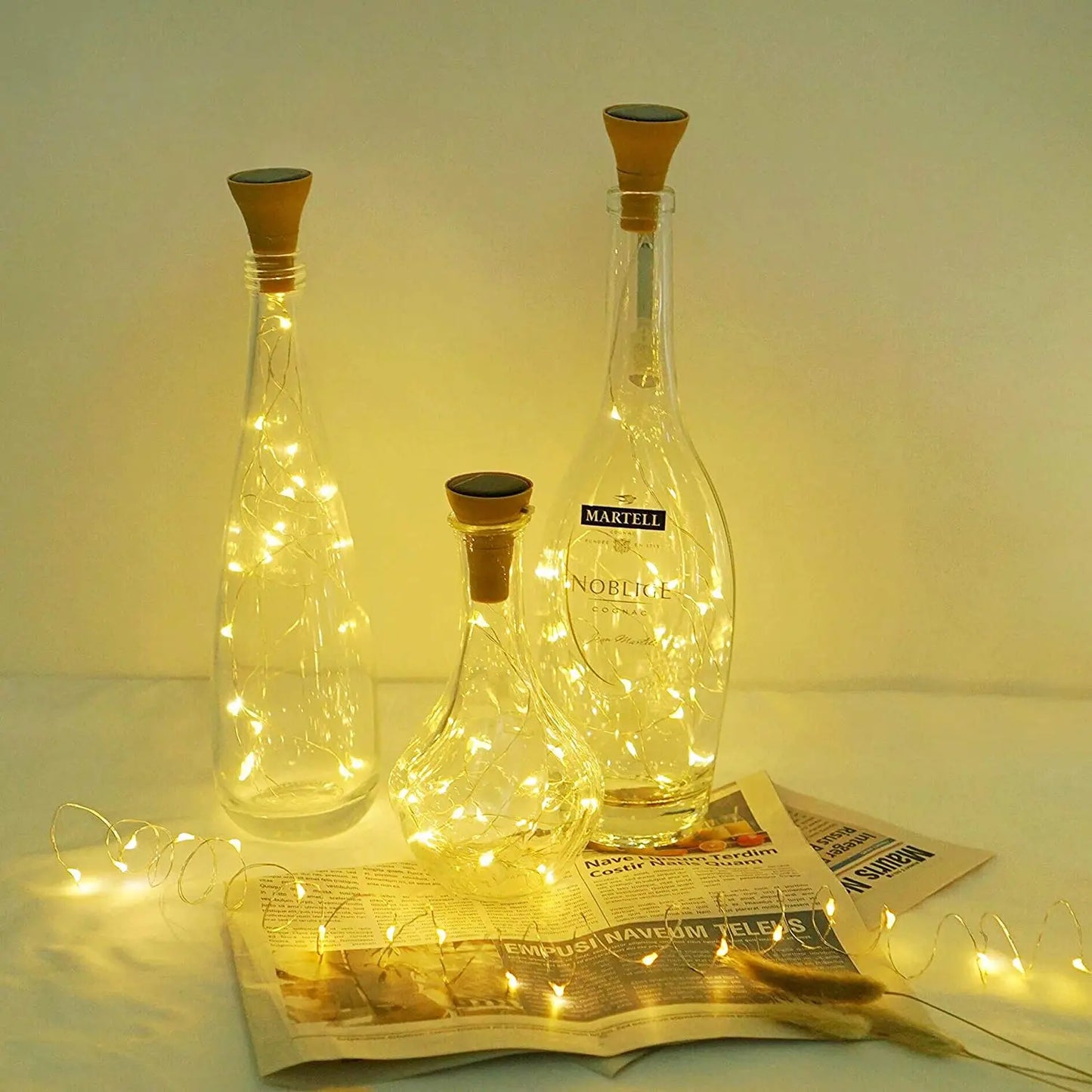 Solar Wine Bottle Lights – 10LED/15LED/20LED Cork Shape Fairy Lights, Copper Wire Garland for Christmas & Home Room Decoration