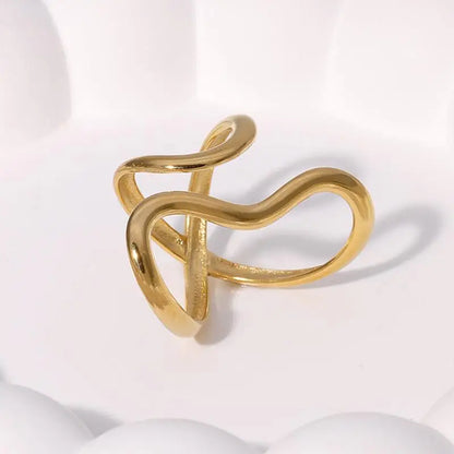 Gold Stainless Steel Rings for Women – Unique, Colorfast Party Jewelry with Exaggerated Charms & Personalized Gift