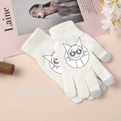 Sprunki Knitted Gloves for Kids - Cute Cartoon Touchscreen Winter Warm Mittens for Boys & Girls