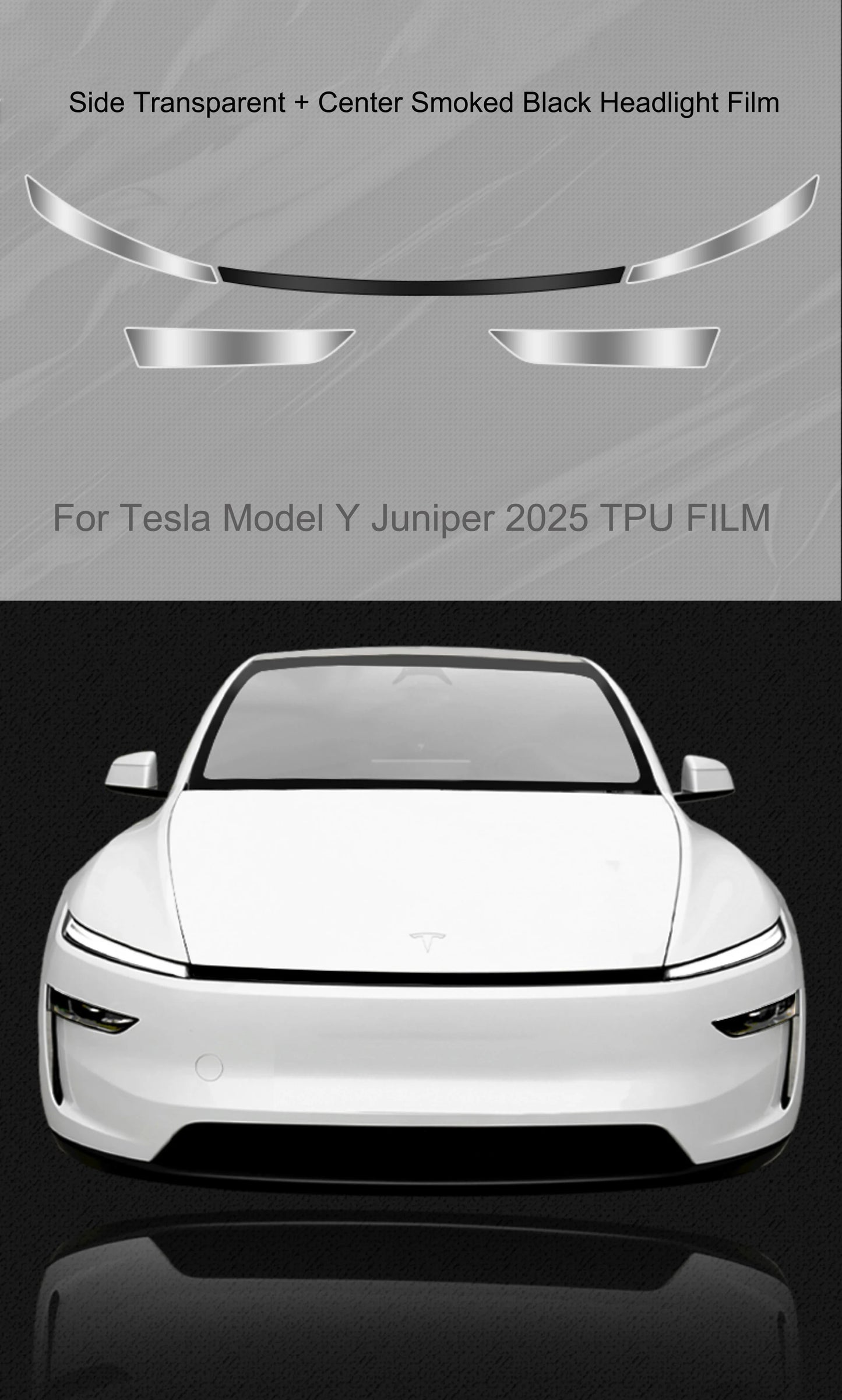 Tesla Model Y 2025 TPU Blackened Headlight & Taillight Protective Film – Juniper Color Changing Film
