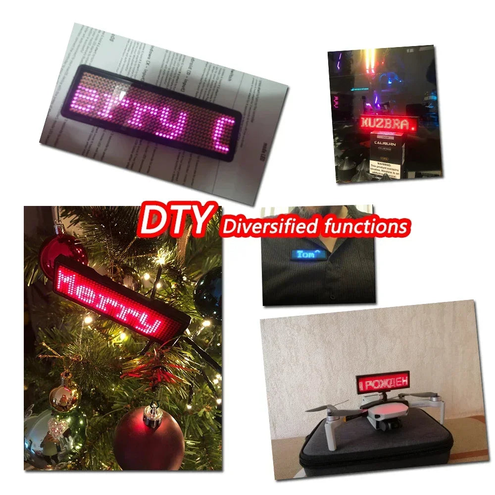 Rechargeable Bluetooth LED Badge – DIY Programmable Scrolling Message Board Mini Name Tag Display