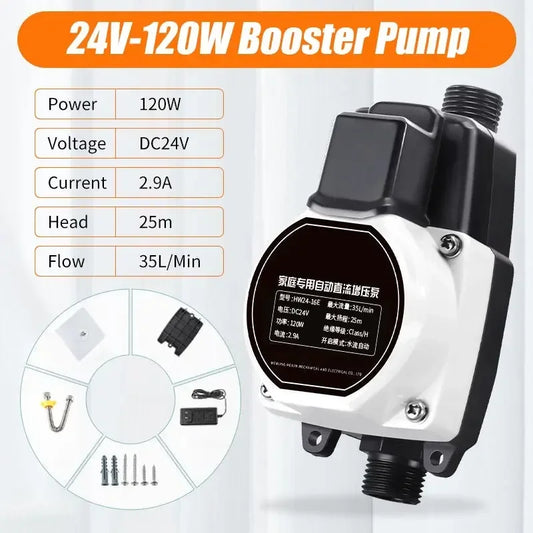 240W Automatic Bathroom Booster Pump 24V IP56 Waterproof – Shower & Faucet Water Pressure Controller for Hot & Cold Water System
