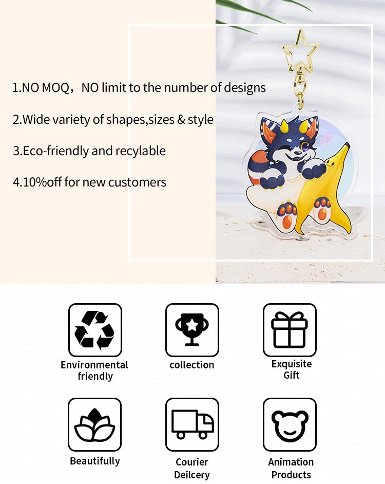 Custom Cartoon Keychains — Personalized Photo & Anime Transparent Hologram Acrylic Charm, Perfect Gift