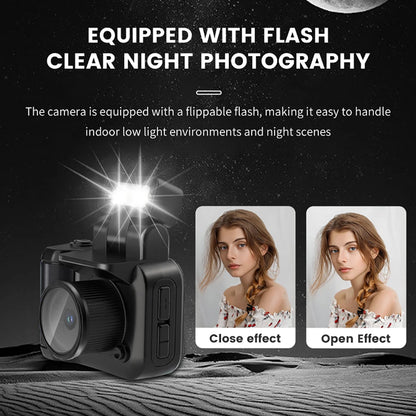 Y4000 Mini HD 1080P Camera with Screen – Portable Retro Compact Video Recorder with Flash and Battery Dock