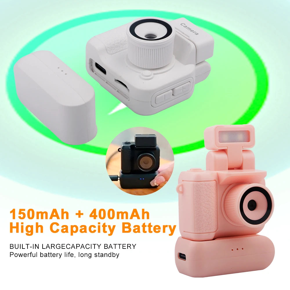 Y4000 Mini Digital Camera - HD 1080P Portable Video Recorder with Screen, Flash Light, Battery Dock & Compact Retro Design