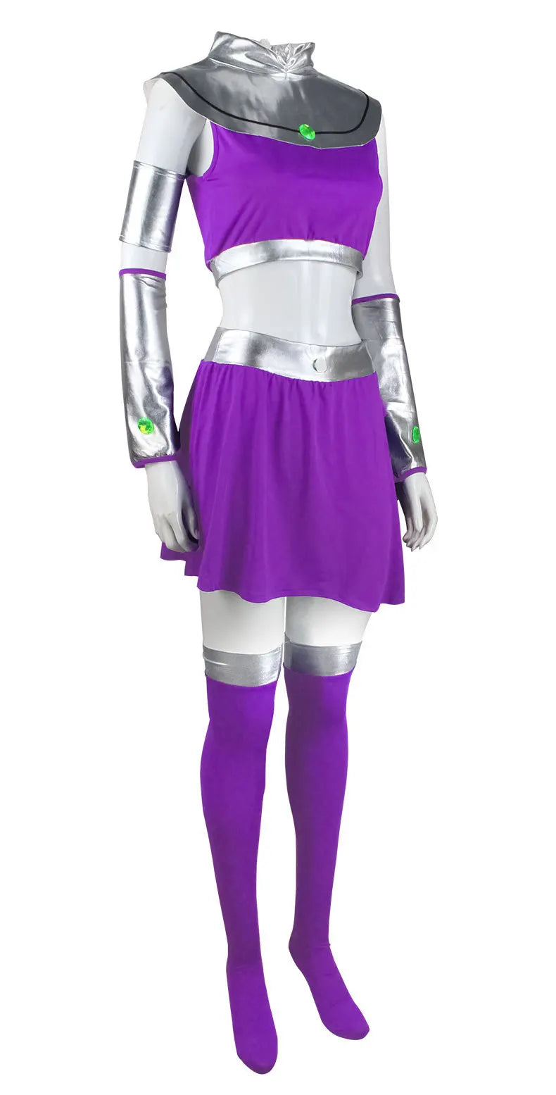 Starfire Cosplay Costume – Princess Koriand’r Dress with Gloves & Socks for Halloween, Anime & Comic Con