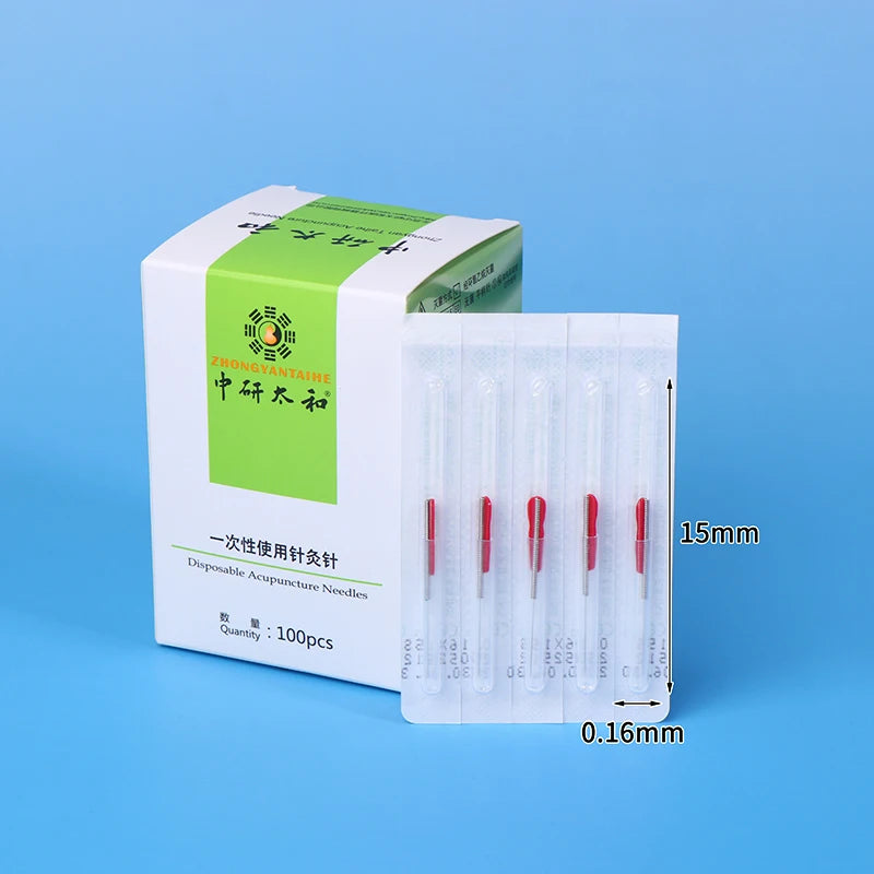 100Pcs Disposable Stainless Steel Acupuncture Needles Set – Sterile Single-Use Therapy Needles with 100 Individual Guide Tubes/Cannulas