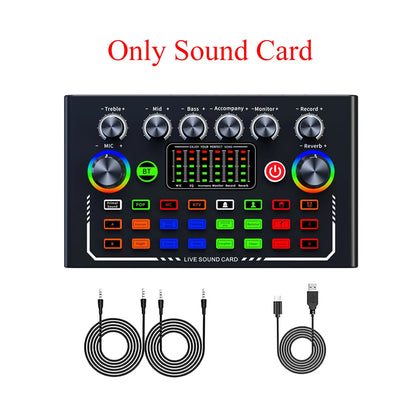 F009 Live Sound Card Kit - BM-800 Microphone Set for Podcasting, Audio Recording & YouTube Streaming