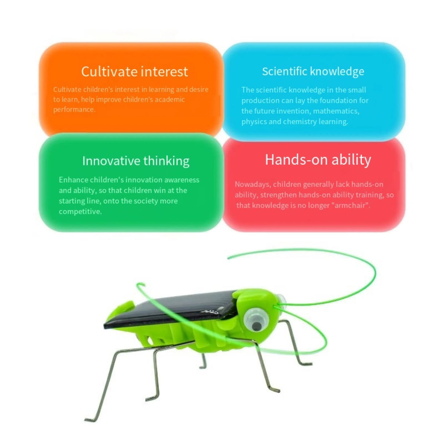 Solar-Powered Grasshopper Toy – Fun Moving Insect Puzzle for Boys and Girls, Science Education Gift