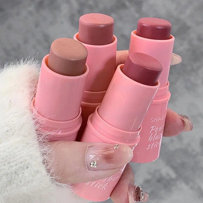 3-in-1 Monochrome Blusher Stick - Cheek & Lip Tinted, Durable Matte Rouge Powder for Natural Contour & Makeup Cosmetics