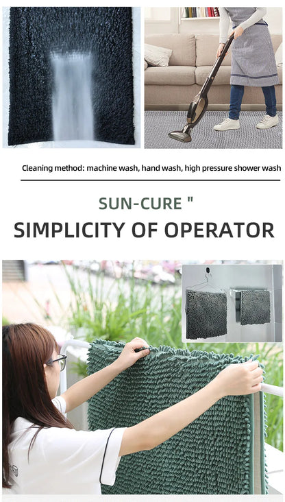 Chenille Long-Haired Bath Mat – Absorbent Bathroom Floor Mat for Tub, Living Room, and Entrance Foot Pad