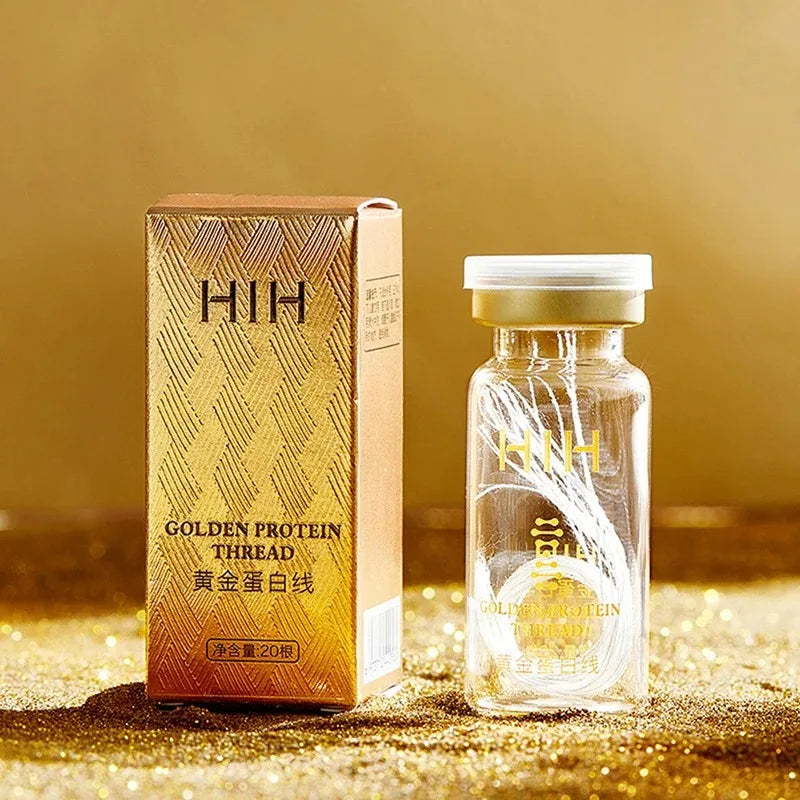 Soluble Face Lifting Threads Serum – Collagen, Protein & Peptide Gold Silk Wire Facial Essence for Anti-Aging & Skin Firming