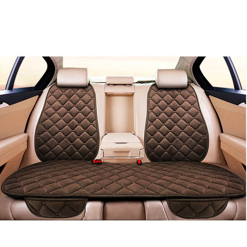 Universal Winter Warm Car Seat Cover Protector Set – 3-Piece Rear Seat Cushion & Back Cushion Auto Seat Protection for Cars, SUVs & Vans