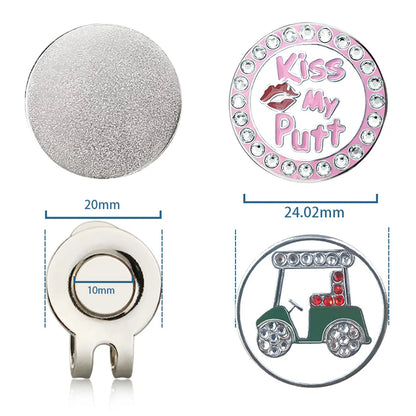 Golf Ball Marker with Hat Clip – Magnetic Alloy Marker, Tiger Putter Flog Glass & Lucky Clover Gift for Golfers