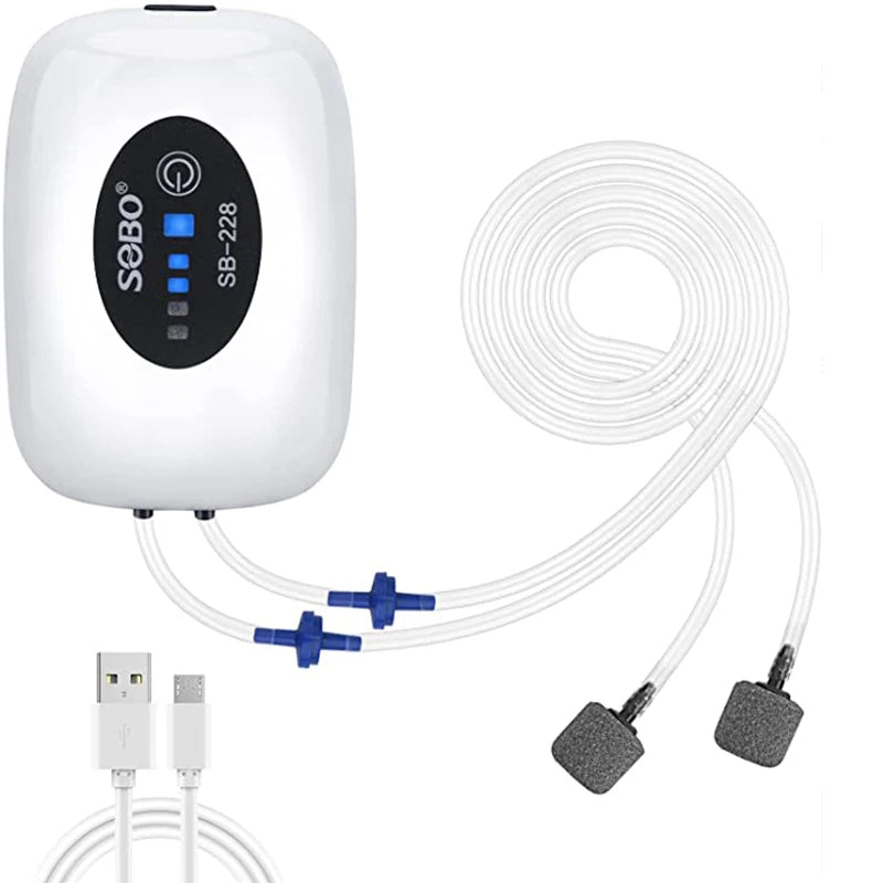 4800mAh USB Aquarium Air Pump - Portable & Ultra Silent Fish Tank Compressor for Indoor/Outdoor Use