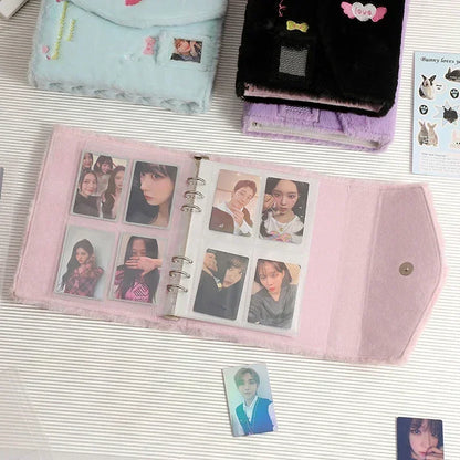 Plush Photo Card Binder - A5 Kpop Idol Cards Collect Book, Photocard Holder and Album, Book Binding Machine Compatible Card Supplies