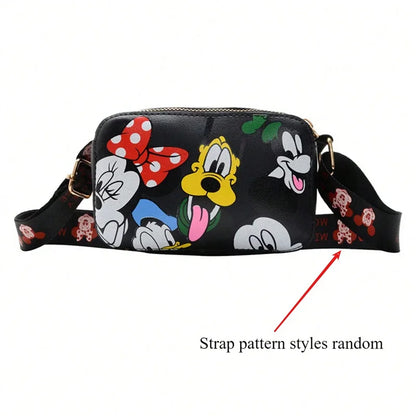 Cute Disney Minnie & Pluto Shoulder Bag – Bow Accent Cartoon Messenger Tote with Playful Pup Design Fashion Handbag for Women & Girls