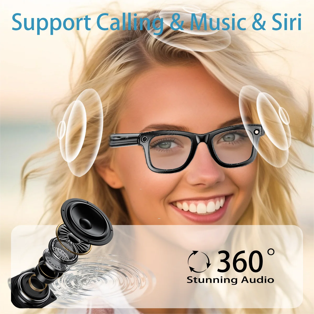 Smart Bluetooth Glasses for Men & Women — AI Translator 140 Languages, Anti-Blue Light, Camera & Speaker for Travel and Meetings