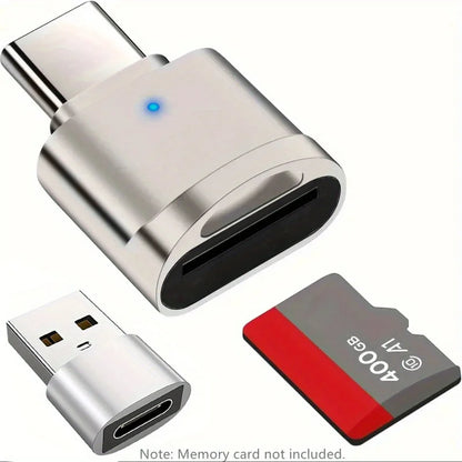 2-Pack USB-C SD TF Card Reader - Zinc Alloy Memory Card Adapter for iPhone 15–17 Pro Max, MacBook, Laptop & Samsung Devices