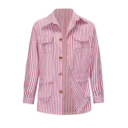 Men’s Spring Light Luxury Striped Long Sleeve Shirt with Pocket, Casual Button-Down Streetwear Shirt with Belt S–5XL 2025 Edition