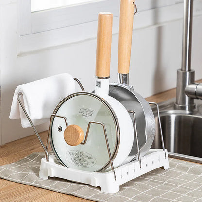 Stainless Steel Kitchen Cabinet Organizers: Expandable Rack for Pots, Pans, Cutting Boards & Cookware Shelf