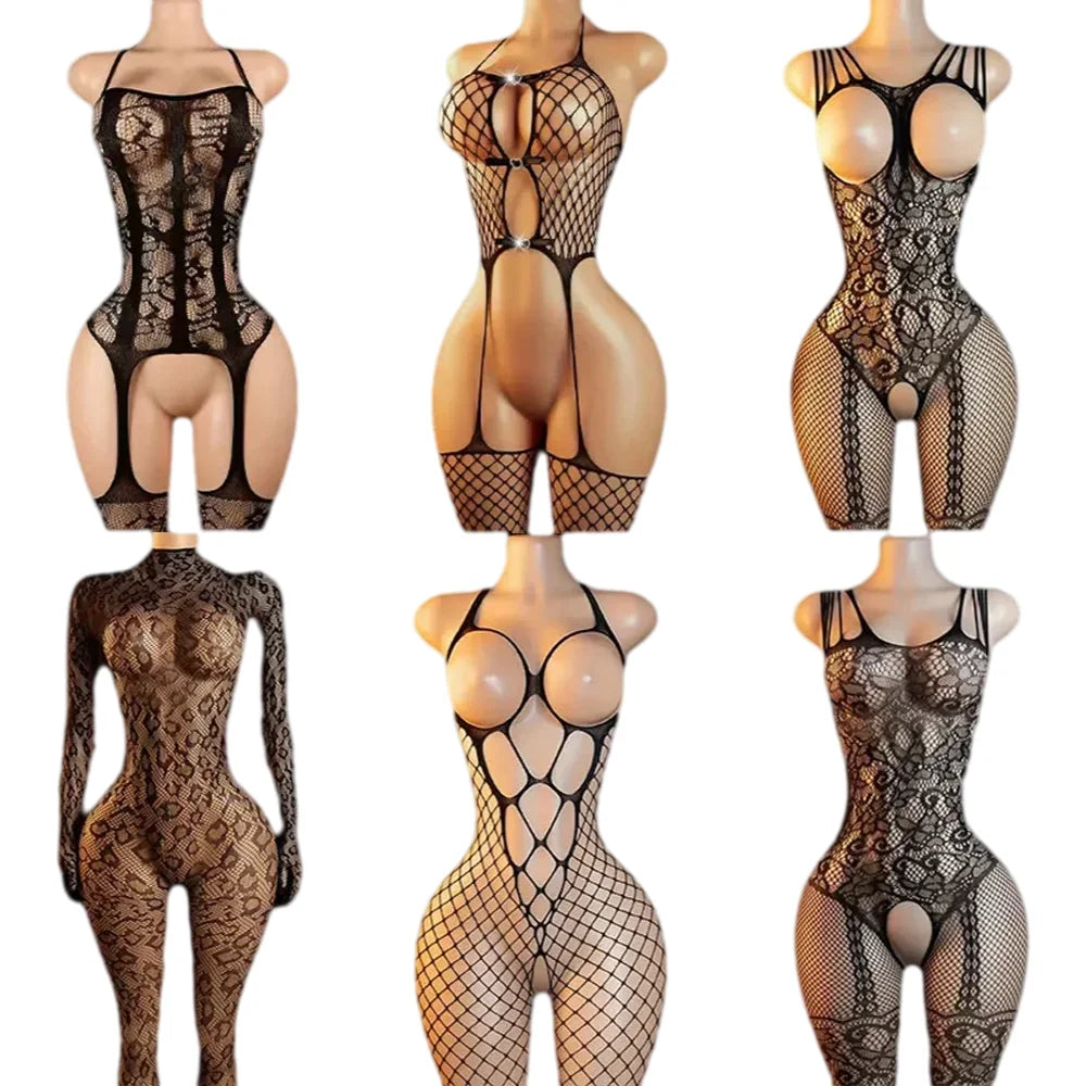 Crotchless Lingerie Bodystocking - Sexy Open Chest Sheer Women’s Erotic Underwear Bodysuit