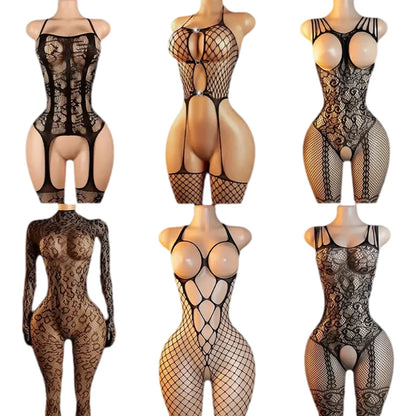 Crotchless Lingerie Bodystocking - Sexy Open Chest Sheer Women’s Erotic Underwear Bodysuit