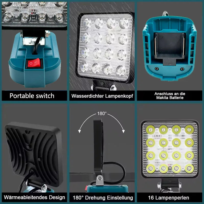 4-Inch Cordless LED Work Light – Compatible with Makita 14.4V-18V Li-ion Battery, Outdoor Camping Lantern & Emergency Flashlight