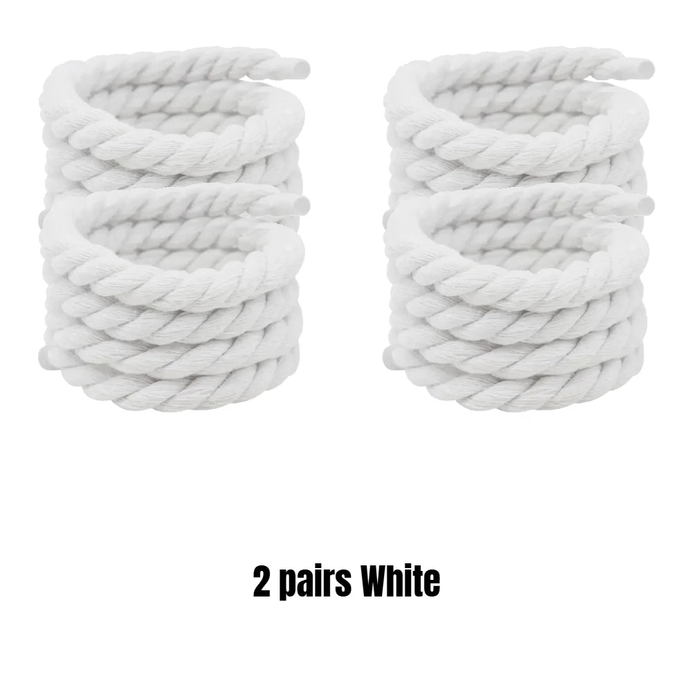 Round Thick Rope Shoelaces – High-Quality Polyester Cotton, Solid Color, 0.8cm Width, 120/140/160cm