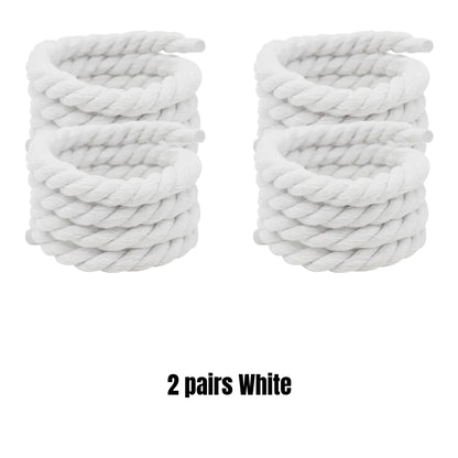 Round Thick Rope Shoelaces – High-Quality Polyester Cotton, Solid Color, 0.8cm Width, 120/140/160cm