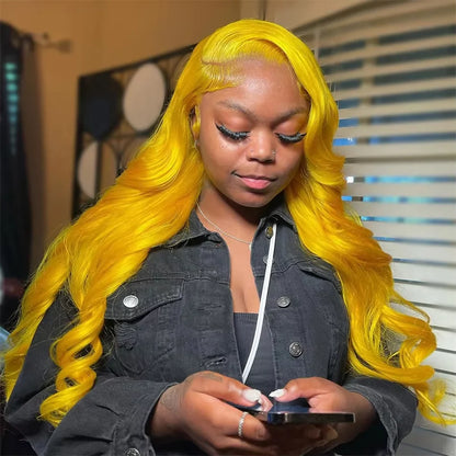 Light Yellow 613 HD Lace Frontal Wig – 13x6 Transparent Lace, Body Wave 200% Density Human Hair Wig for Women