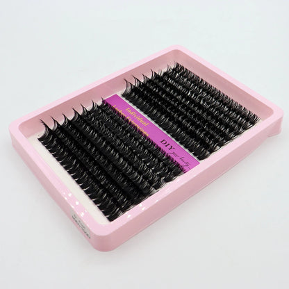 40D–100D Segmented Tufted Eyelashes – 14 Rows Mixed 10–16mm Black Matte DIY Grafted False Eyelash Extensions for Volume Makeup Look