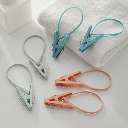 Travel Clothesline Hook Clips - 12-Piece Strong Windproof Hangers for Clothes & Socks