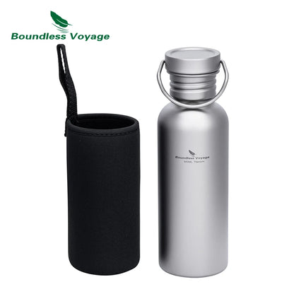 Wide Mouth Titanium Water Bottle - Reusable Sports Drinking Bottle for Camping, Hiking, Climbing, Running & Travel