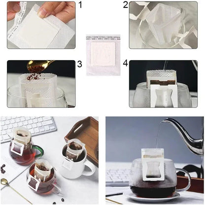 Biodegradable Disposable Coffee Filter Bags – Fast Flow Drip Brewing Paper Filters for Coffee & Tea, Travel & Home Use