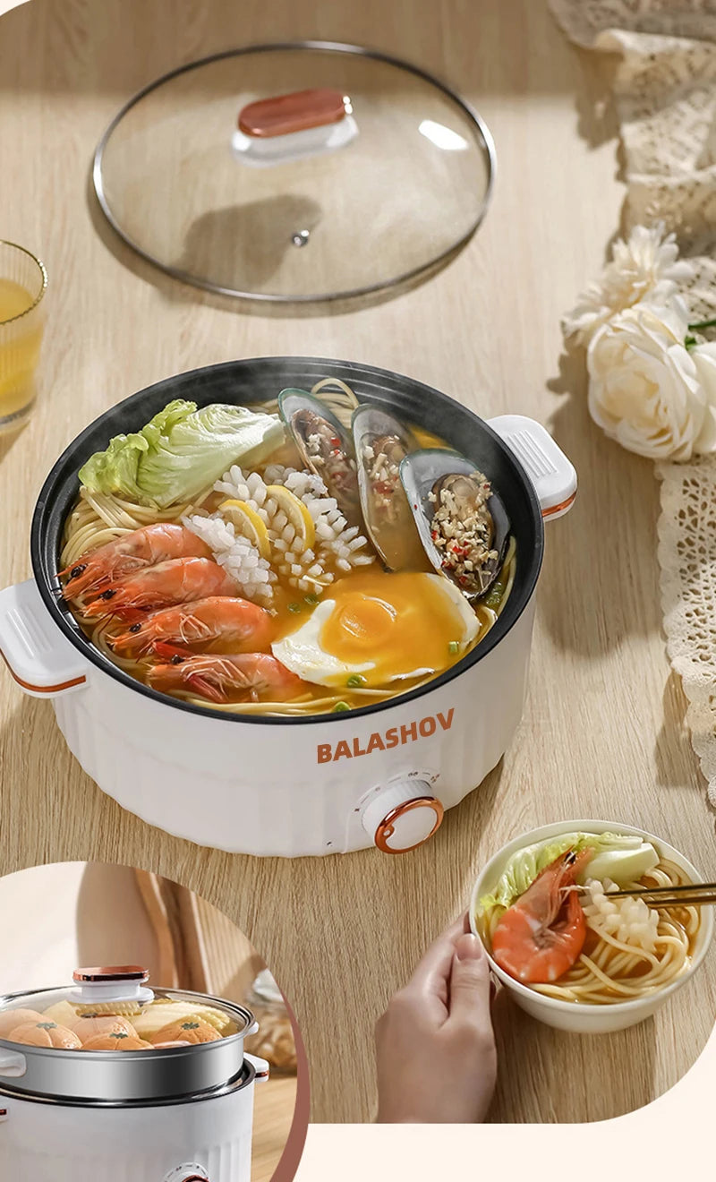 Electric Multi-Cooker Hot Pot – Double Layer Soup & Frying Cooker for Dormitory/Home with EU/US Plug