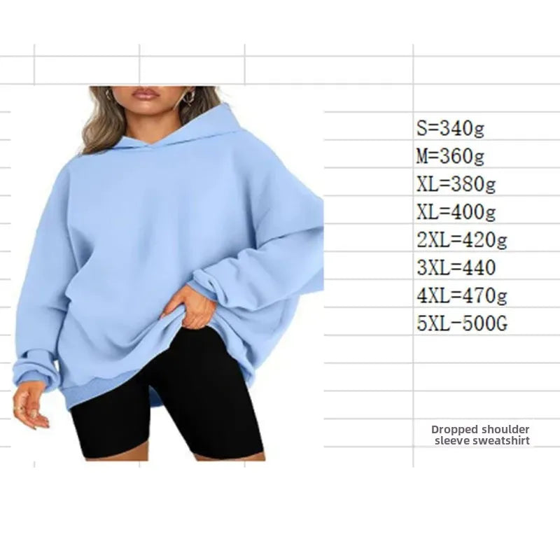 Oversized Hoodie Sweatshirt — Unisex Loose Fit, Drop Shoulder, Cuffed Sleeve Winter Casual Sportswear