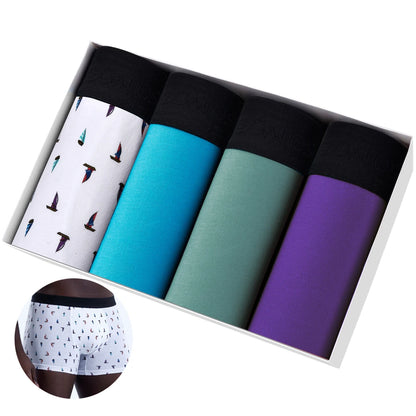 4pcs Men Cotton Boxer Shorts - Soft Comfortable Male Underwear Briefs Couple Boxers Set