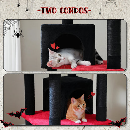 Large Cat Tree Tower – Multi-Level Plush Indoor Cat Condo with Scratching Posts, Boards, Perches & Caves