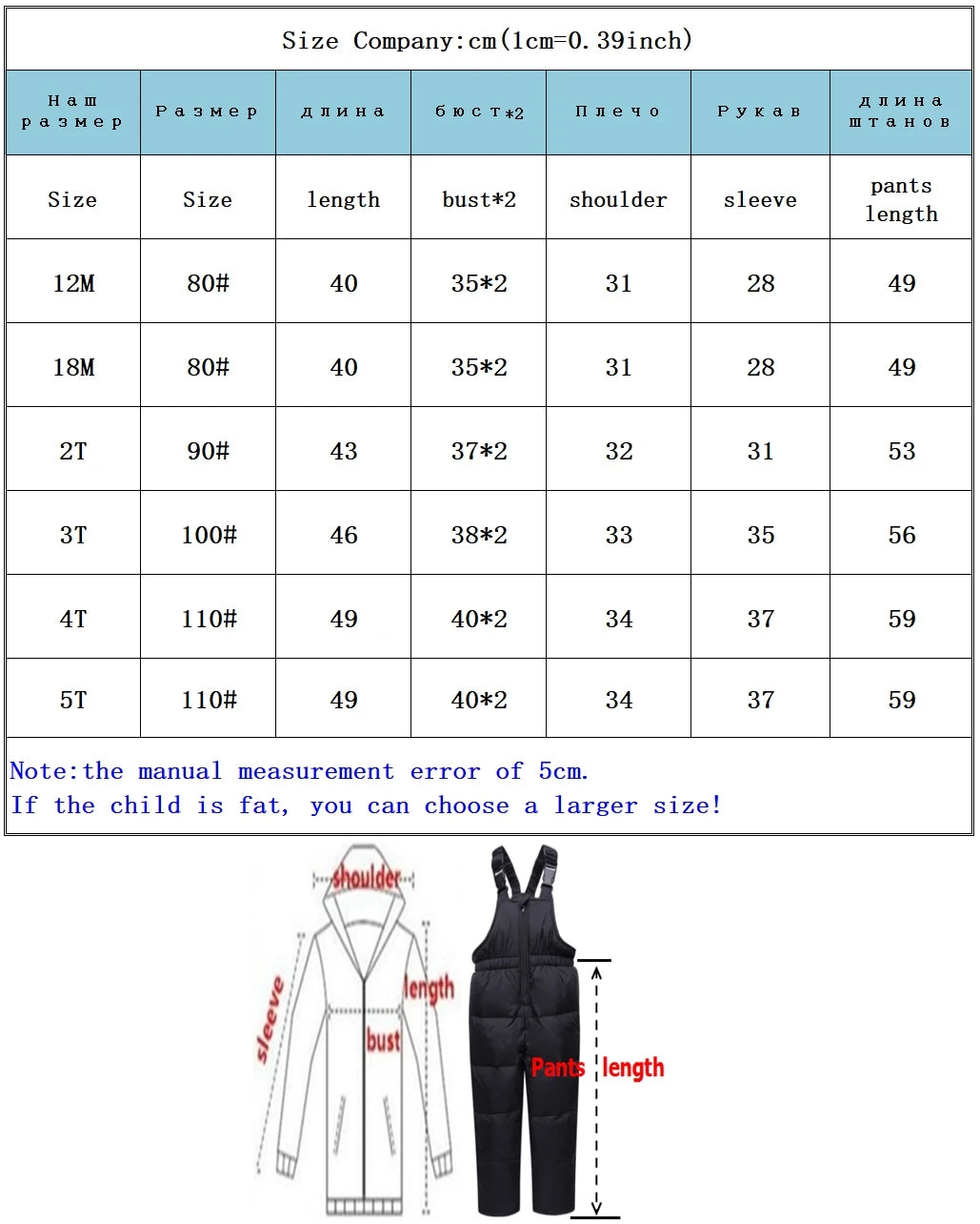 Children’s Winter Clothing Set – Baby Down Jacket Parka & Thick Snowsuit for Boys and Girls